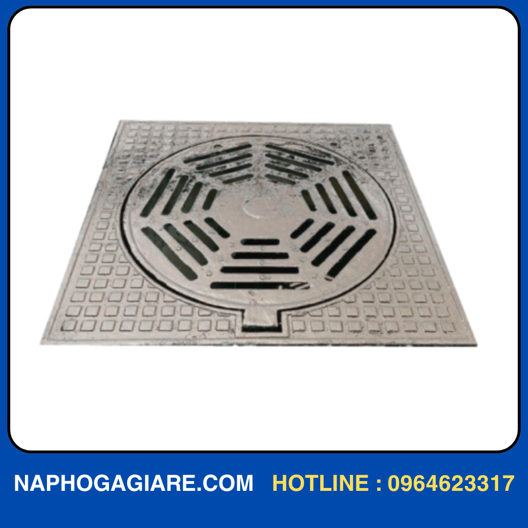 Nắp hố ga gang có khe thoát nước khung dương nắp tròn